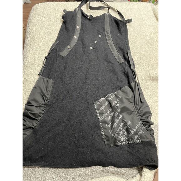 Unique Lagenlook women's size 14 wool black jumper midi dress Guzella - Picture 2 of 9